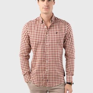 Camisa Cuadros Harvard Burdeos Slim Fit