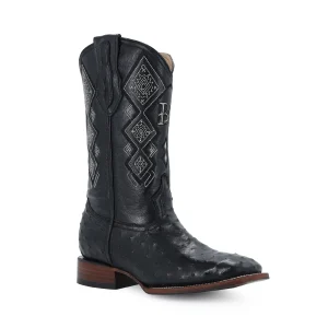Bota Vaquera Bulldog Avestruz Negro